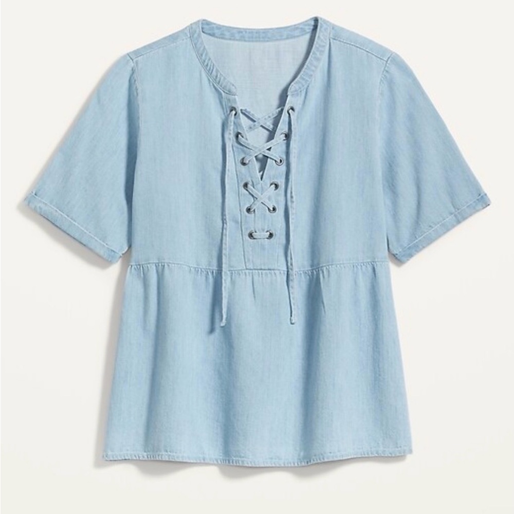 Old navy chambray Lace-Up Women's Top